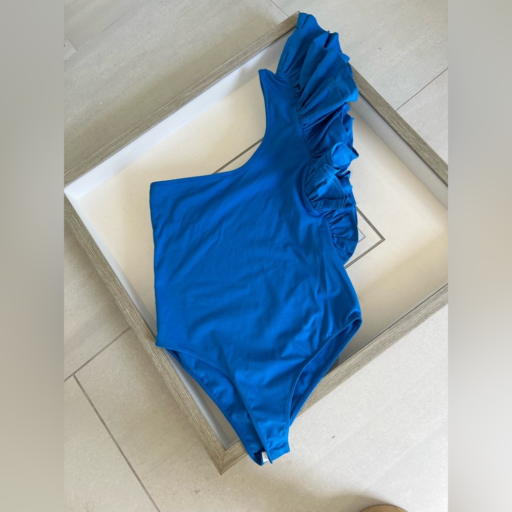 Zara Vibrant Blue Ruffle Bodysuit